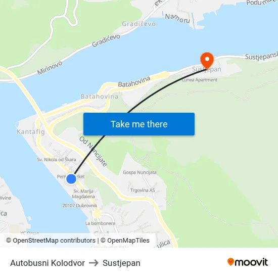 Autobusni Kolodvor to Sustjepan map