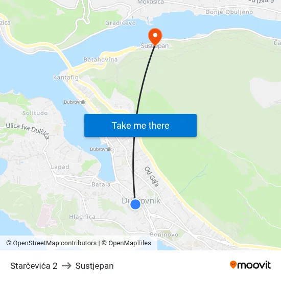 Starčevića 2 to Sustjepan map