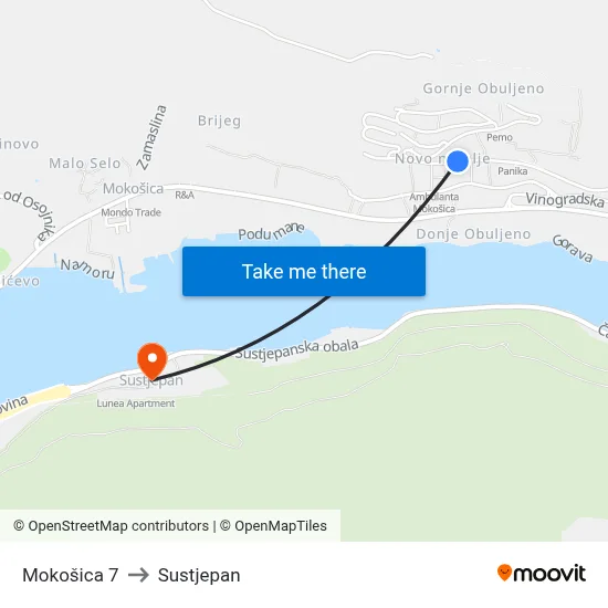 Mokošica 7 to Sustjepan map