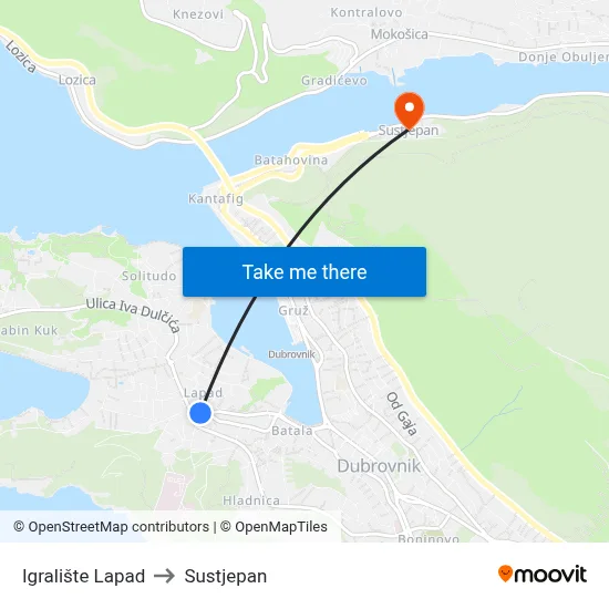 Igralište Lapad to Sustjepan map