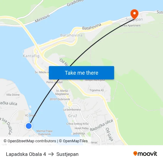 Lapadska Obala 4 to Sustjepan map