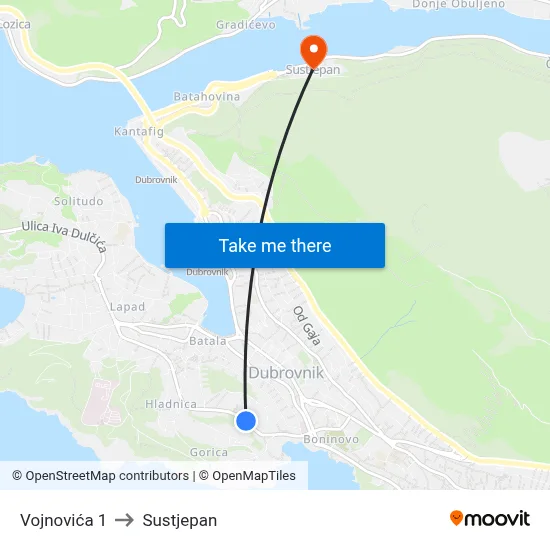 Vojnovića 1 to Sustjepan map
