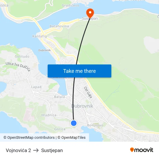 Vojnovića 2 to Sustjepan map
