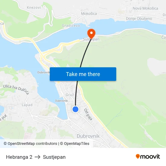 Hebranga 2 to Sustjepan map
