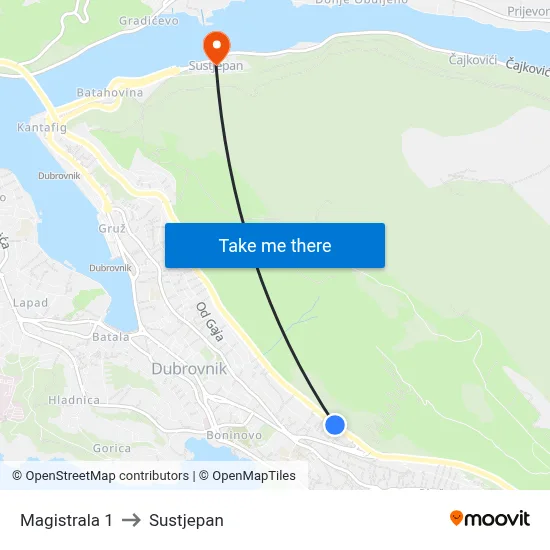 Magistrala 1 to Sustjepan map