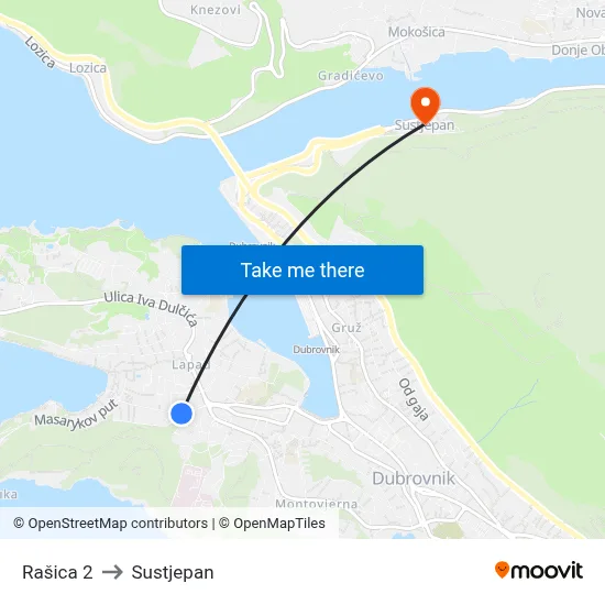 Rašica 2 to Sustjepan map