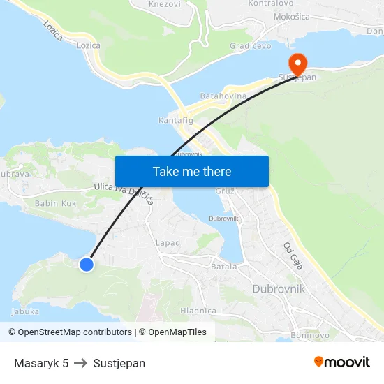 Masaryk 5 to Sustjepan map