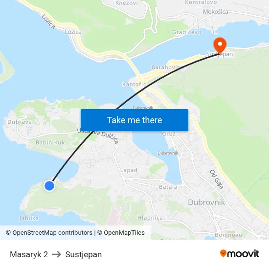Masaryk 2 to Sustjepan map
