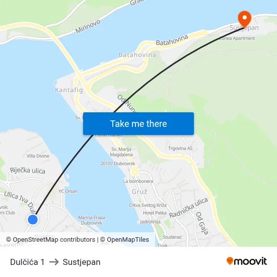 Dulčića 1 to Sustjepan map