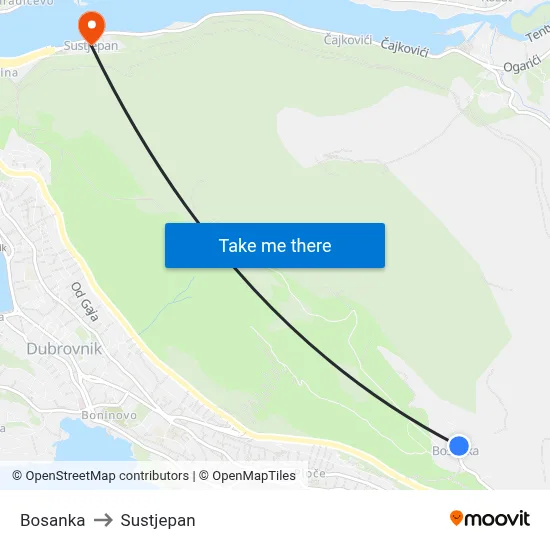 Bosanka to Sustjepan map
