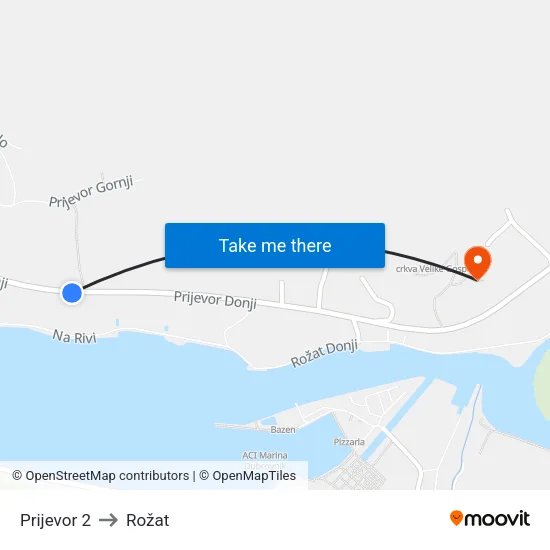 Prijevor 2 to Rožat map