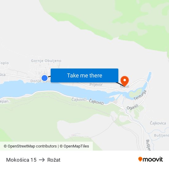 Mokošica 15 to Rožat map