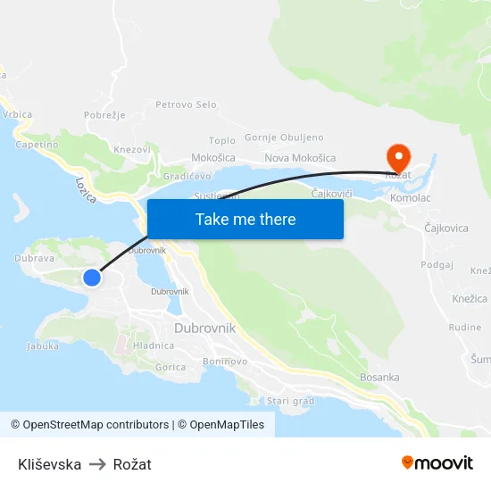 Kliševska to Rožat map