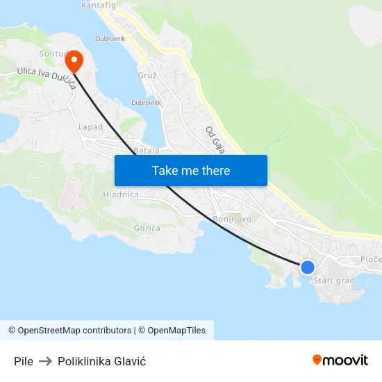 Pile to Poliklinika Glavić map