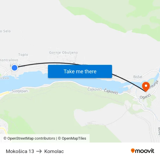 Mokošica 13 to Komolac map