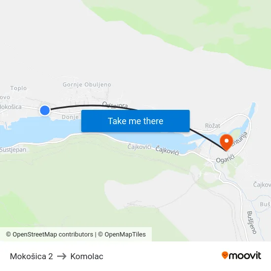 Mokošica 2 to Komolac map