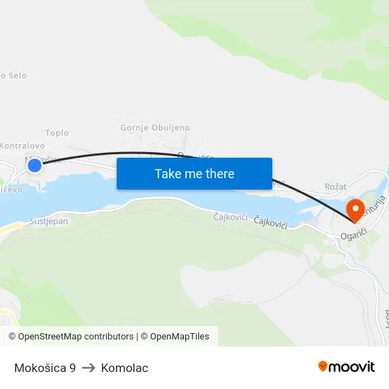 Mokošica 9 to Komolac map