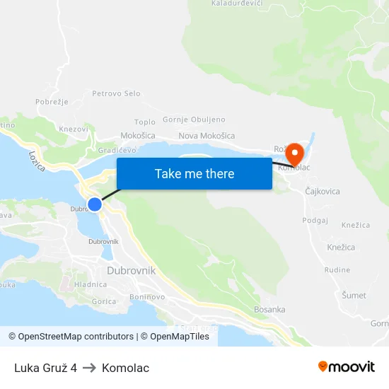 Luka Gruž 4 to Komolac map