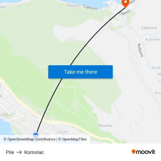 Pile to Komolac map