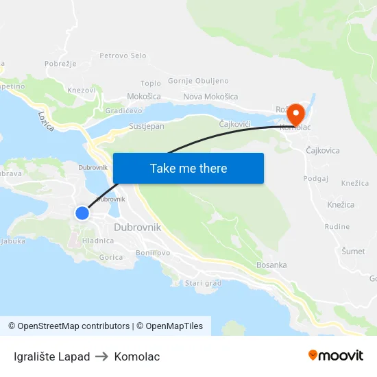 Igralište Lapad to Komolac map