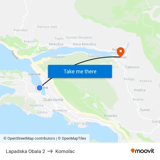 Lapadska Obala 2 to Komolac map