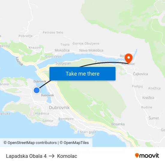 Lapadska Obala 4 to Komolac map