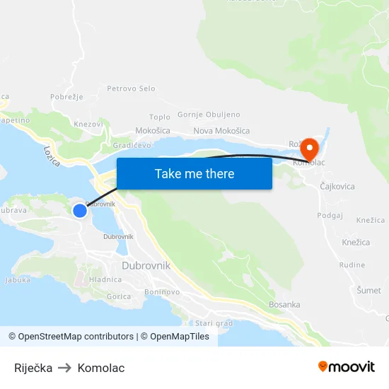 Riječka to Komolac map