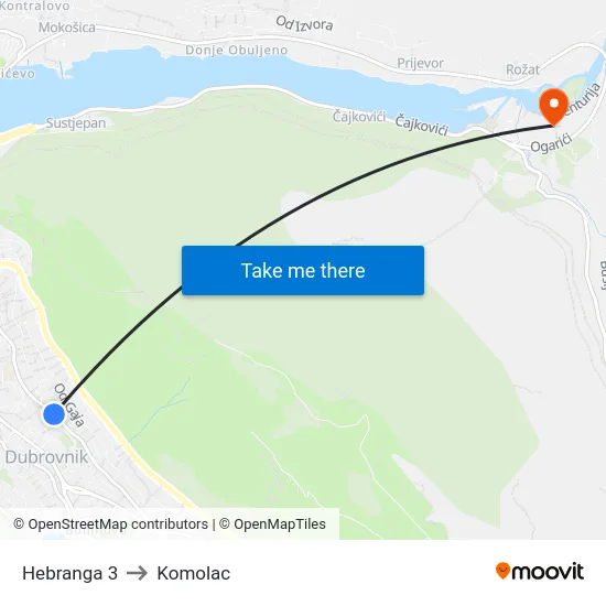 Hebranga 3 to Komolac map