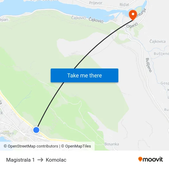 Magistrala 1 to Komolac map