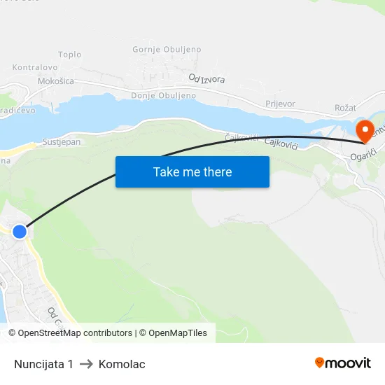 Nuncijata 1 to Komolac map