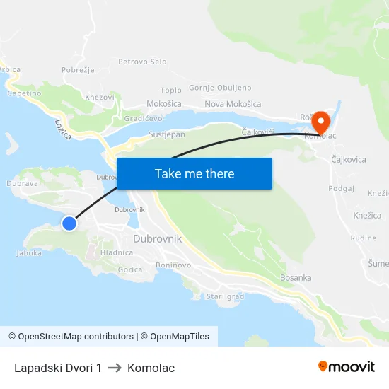 Lapadski Dvori 1 to Komolac map