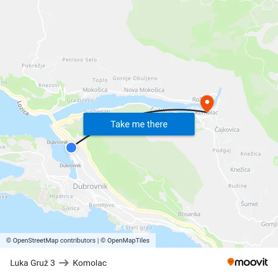 Luka Gruž 3 to Komolac map