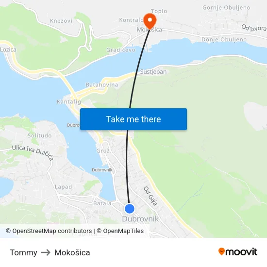 Tommy to Mokošica map