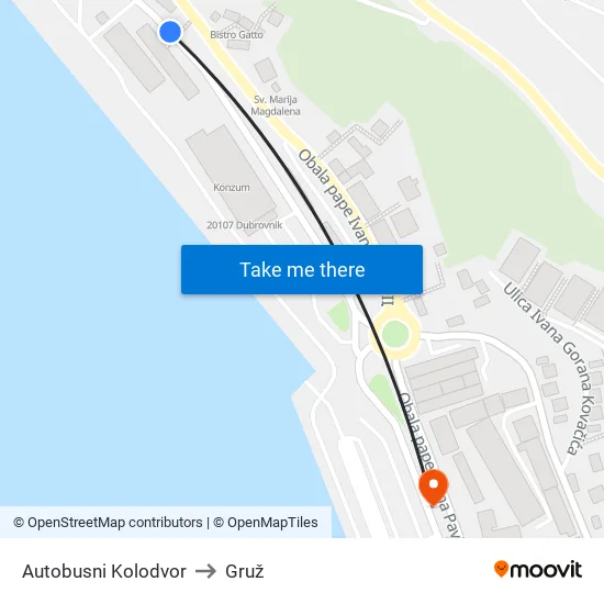 Autobusni Kolodvor to Gruž map