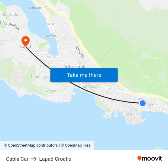 Cable Car to Lapad Croatia map
