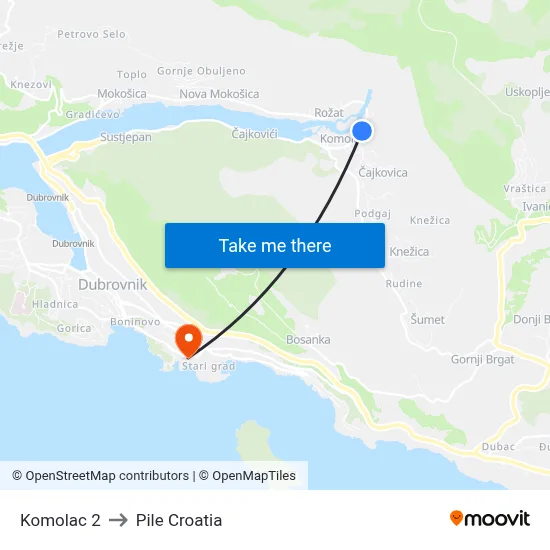 Komolac 2 to Pile Croatia map