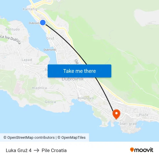 Luka Gruž 4 to Pile Croatia map