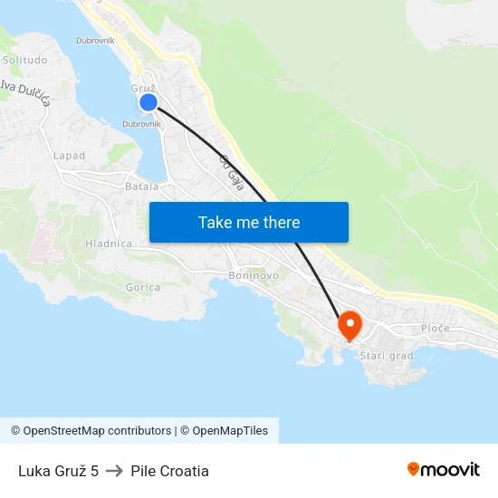 Luka Gruž 5 to Pile Croatia map