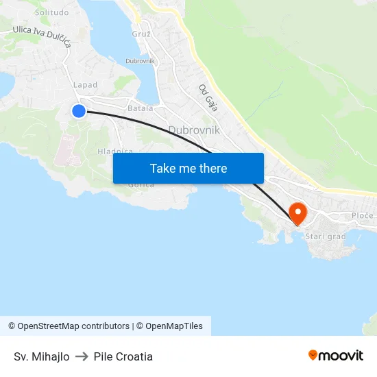 Sv. Mihajlo to Pile Croatia map