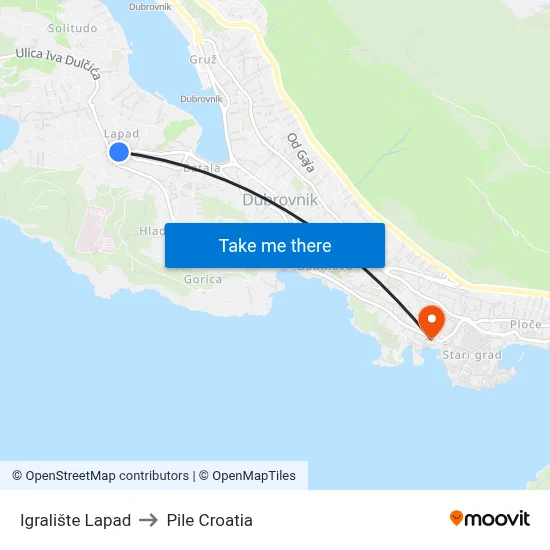 Igralište Lapad to Pile Croatia map