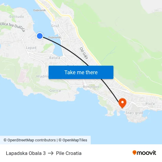 Lapadska Obala 3 to Pile Croatia map