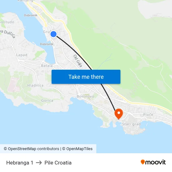 Hebranga 1 to Pile Croatia map