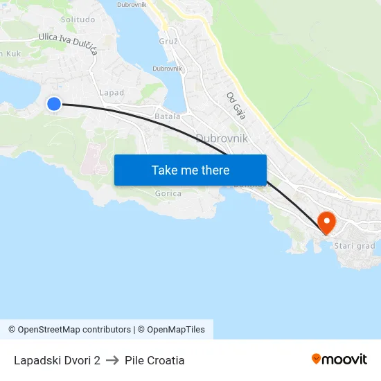 Lapadski Dvori 2 to Pile Croatia map