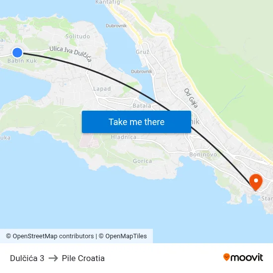 Dulčića 3 to Pile Croatia map