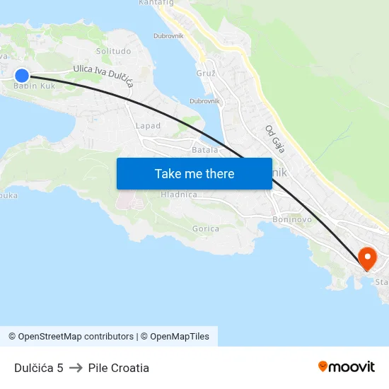 Dulčića 5 to Pile Croatia map