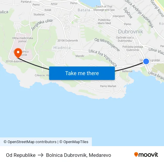 Od Republike to Bolnica Dubrovnik, Medarevo map