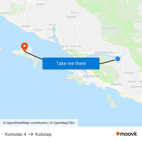 Komolac 4 to Koločep map