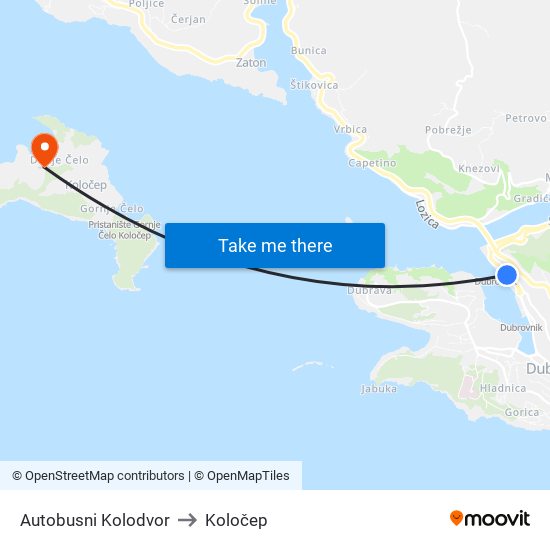 Autobusni Kolodvor to Koločep map