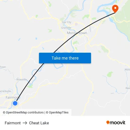 Fairmont to Cheat Lake map
