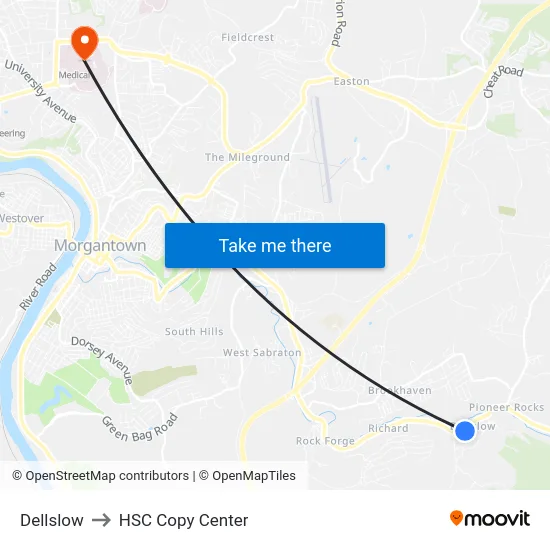 Dellslow to HSC Copy Center map